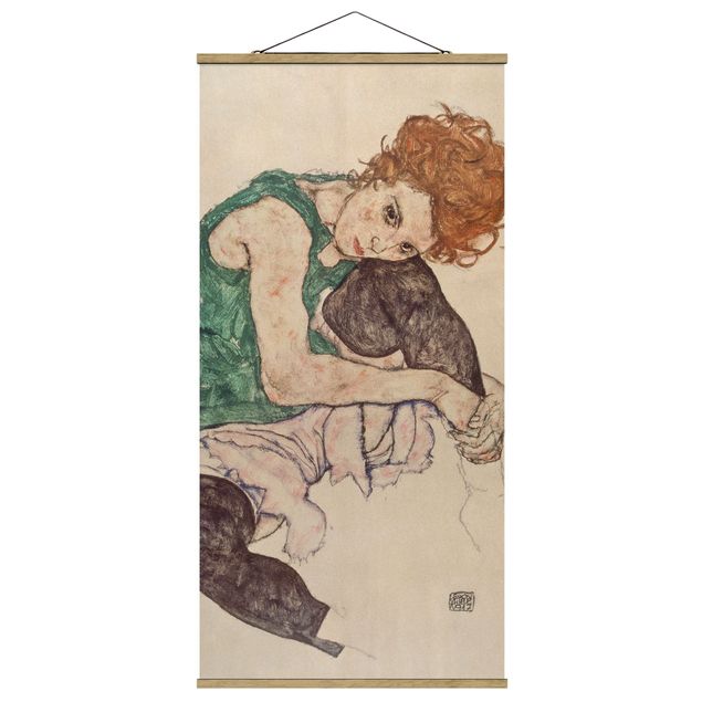 Wanddeko Flur Egon Schiele - Sitzende Frau mit hochgezogenem Knie