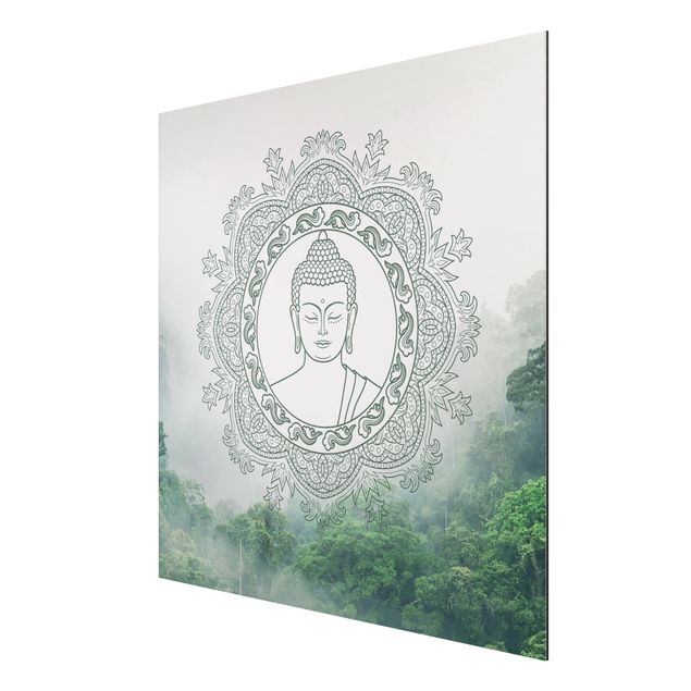 Wanddeko Flur Buddha Mandala im Nebel