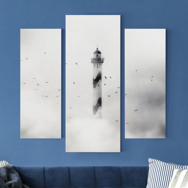 Wanddeko Wohnzimmer Leuchtturm im Nebel