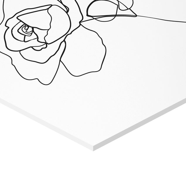 Wanddeko Rose Line Art Rose Schwarz Weiß