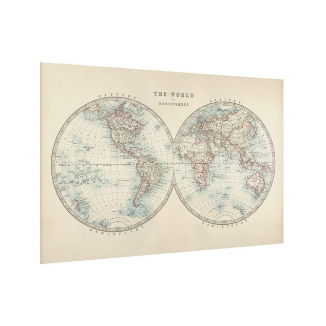 Wohndeko Weltkarte Vintage Weltkarte Die zwei Hemispheren