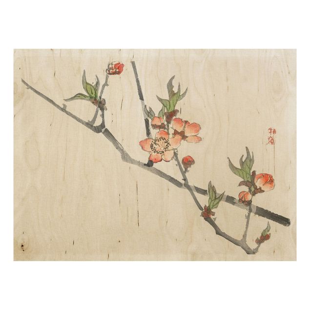 Wanddeko Flur Asiatische Vintage Zeichnung Kirschblütenzweig
