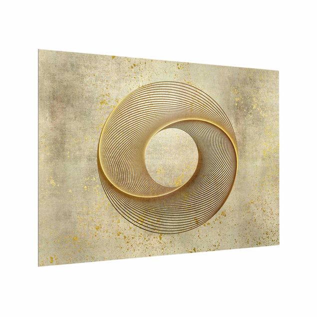 Wanddeko Geometrisch Line Art Kreisspirale Gold