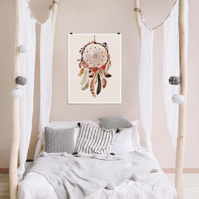 Wanddeko Schlafzimmer Traumfänger mit Perlen