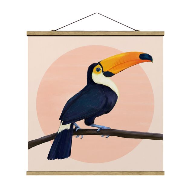 Wanddeko Esszimmer Illustration Vogel Tukan Malerei Pastell