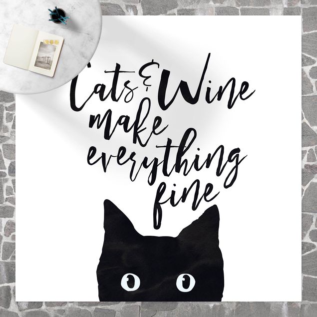 Wanddeko Büro Cats and Wine make everything fine