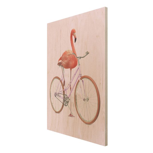 Wanddeko Esszimmer Flamingo mit Fahrrad