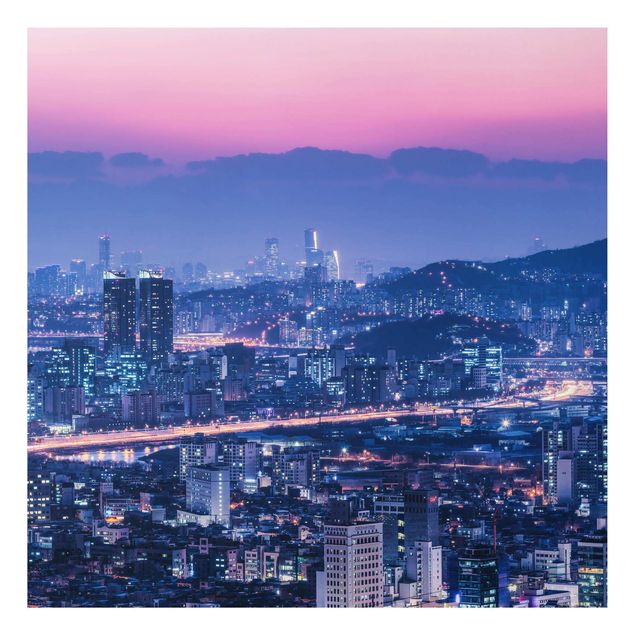 Wanddeko blau Skyline von Seoul