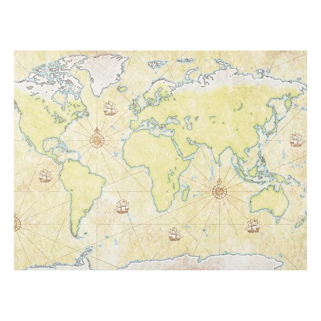 Wanddeko grün World Map