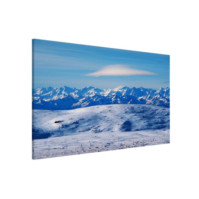 Wanddeko blau Verschneite Bergwelt