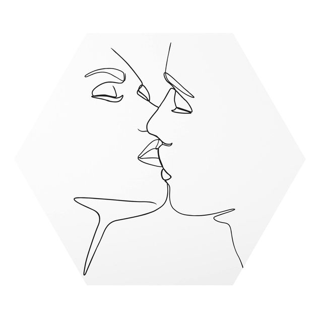 Kunststile Line Art Kuss Gesichter Schwarz Weiß