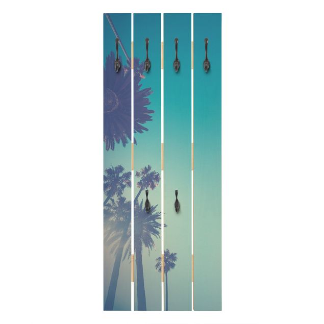 Wanddeko Treppenhaus Tropische Pflanzen Palmen und Himmel II