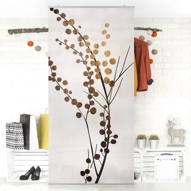 Wanddeko Schlafzimmer Grafische Pflanzenwelt - Beeren Gold