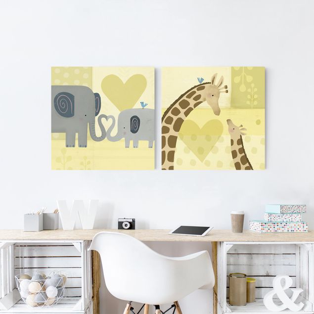 Wandbilder Elefanten Mama und ich Set I