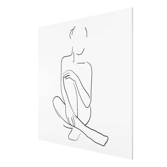 Wanddeko Esszimmer Line Art Frau sitzt Schwarz Weiß