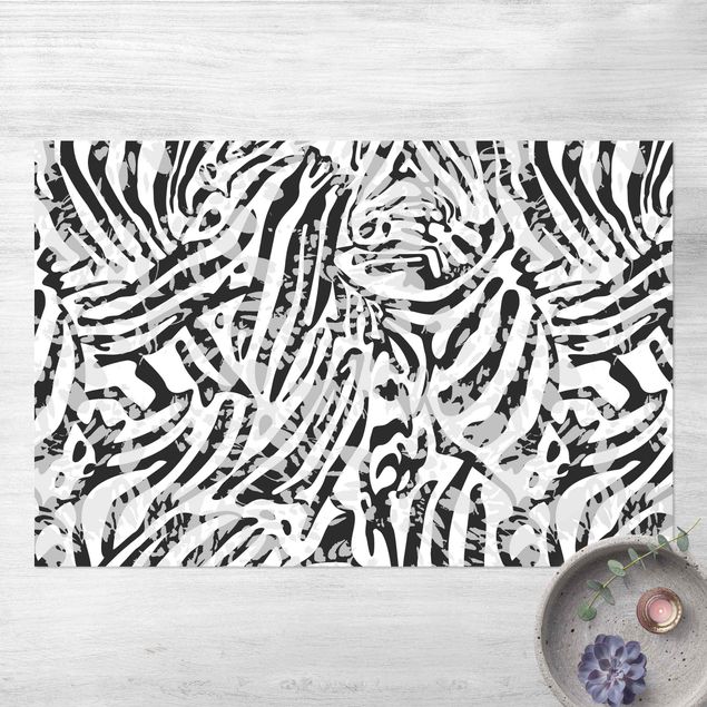 Wanddeko Flur Zebramuster in Grautönen
