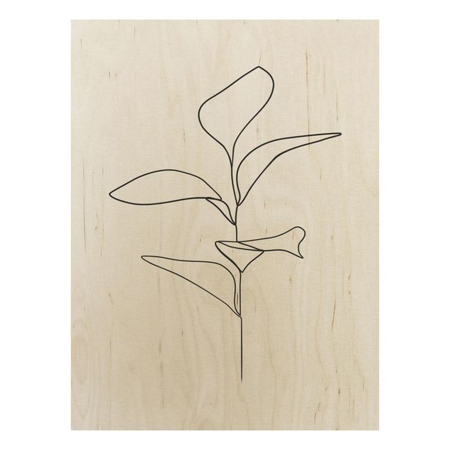 Wanddeko Flur Line Art Pflanze Blätter Schwarz Weiß