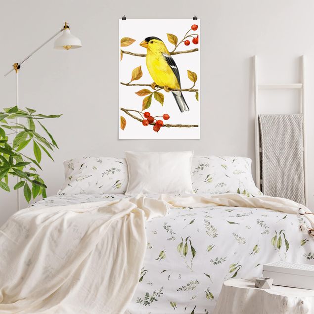 Wanddeko Flur Vögel und Beeren - Goldzeisig