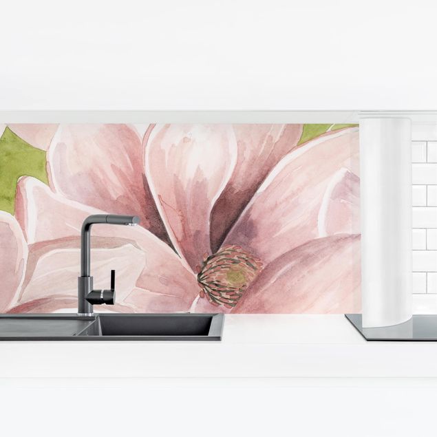 Küchenrückwand Folie Blumen Magnolie errötet II