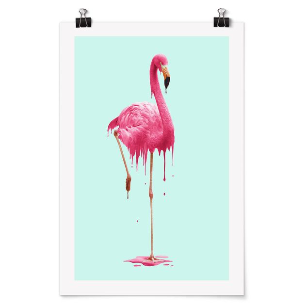 Wanddeko Büro Schmelzender Flamingo