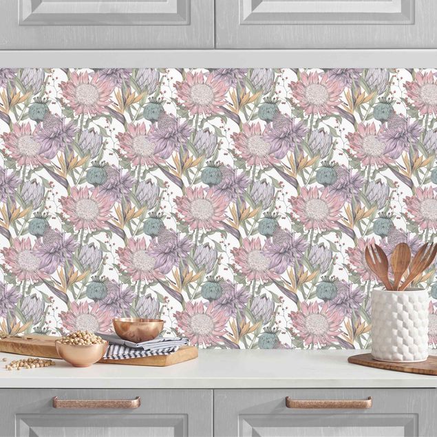 Küche Dekoration Florale Eleganz in Pastell XXL