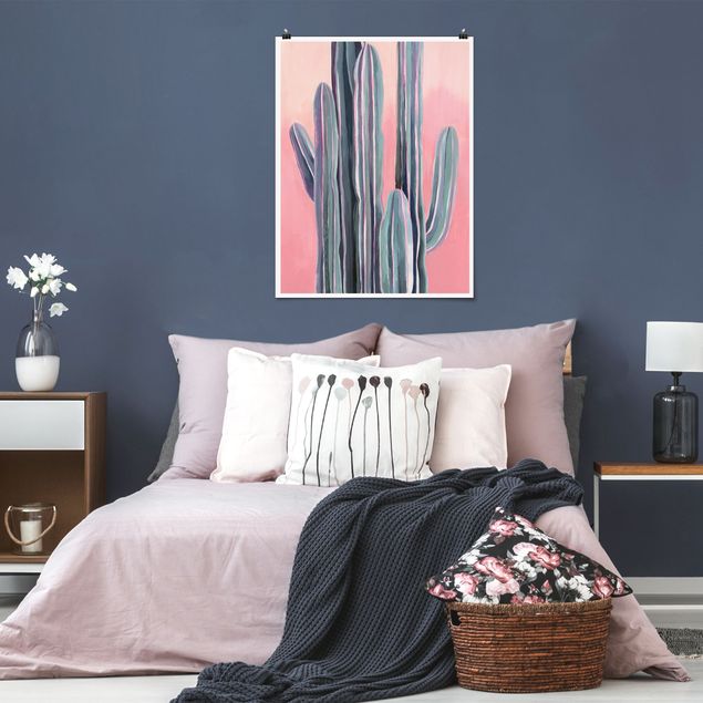 Wanddeko Flur Kaktus auf Rosa I