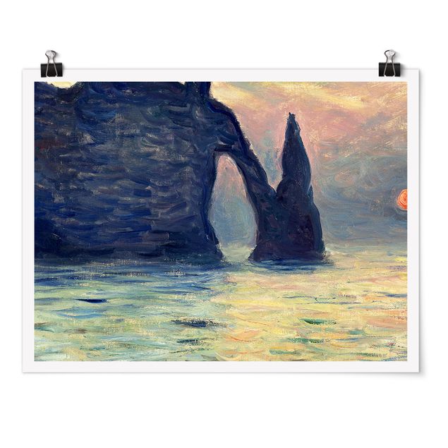 Wanddeko Flur Claude Monet - Felsen Sonnenuntergang