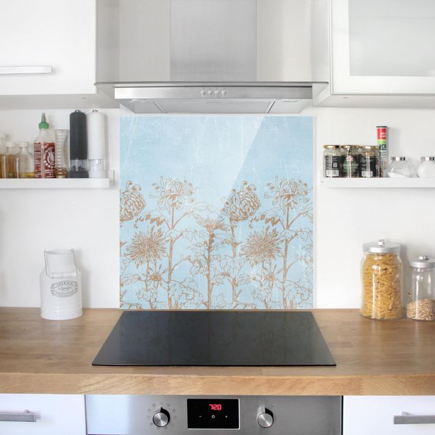 Küche Dekoration Radierung in Blau