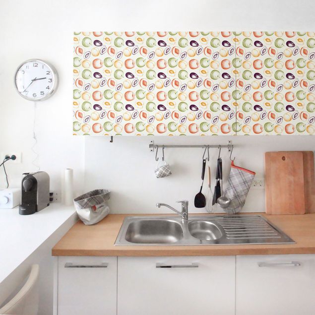 Wanddeko Küche Handgezeichnetes Obst Küchen-Muster