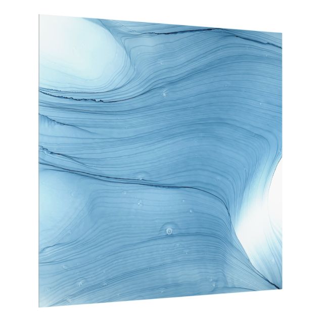 Wanddeko Abstrakt Meliertes Mittelblau