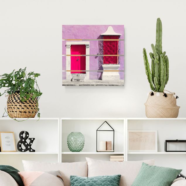 Wanddeko Schlafzimmer Rosa Fassade Pinke Tür