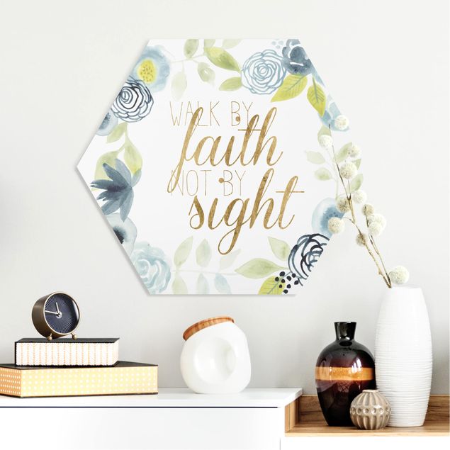 Wanddeko Schlafzimmer Blumenkranz mit Spruch - Faith