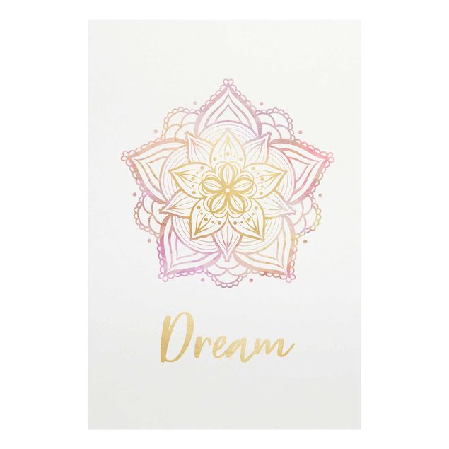 Wanddeko Büro Mandala Illustration Dream gold rosa