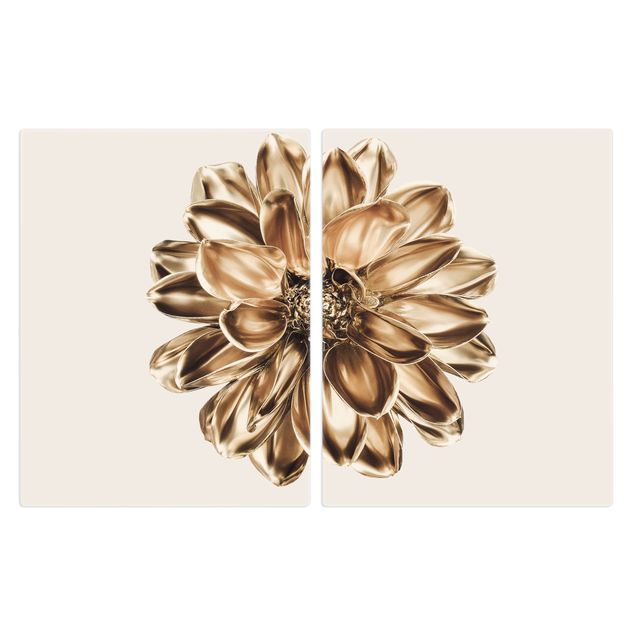 Herdabdeckplatten Blumen Dahlie Blume Gold Metallic