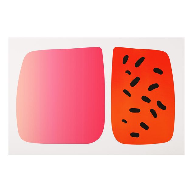 Wanddeko Flur Abstrakte Formen - Melone und Rosa
