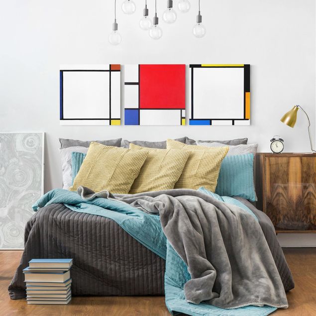 Wanddeko Schlafzimmer Piet Mondrian - Quadratische Kompositionen