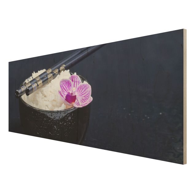 Wanddeko Büro Reisschale mit Orchidee