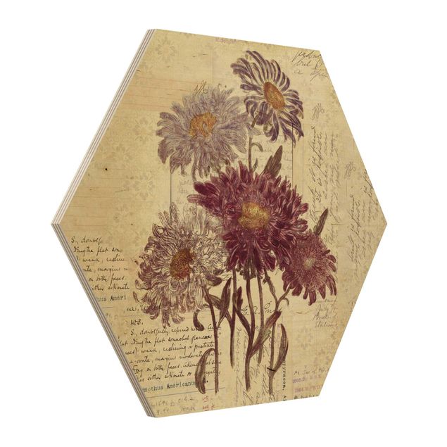 Wanddeko Flur Vintage Blumen mit Handschrift