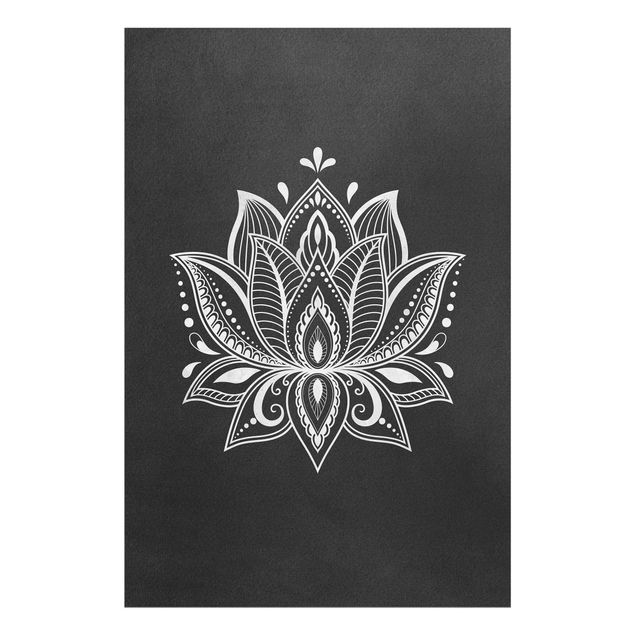 Wanddeko Treppenhaus Lotus Illustration weiß schwarz