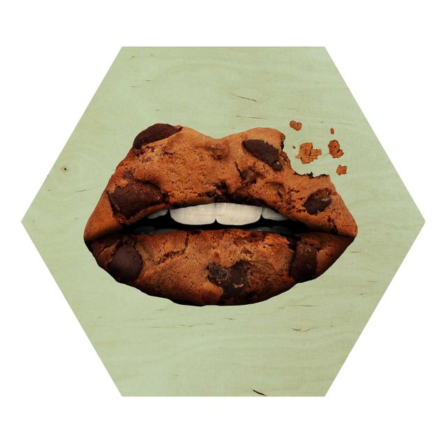 Wanddeko draußen Lippen mit Keks