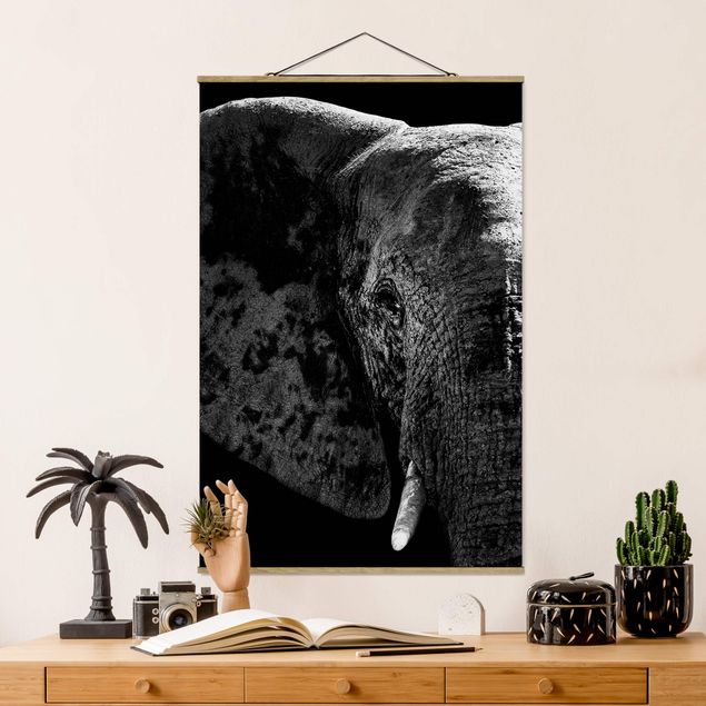 Wandbilder Elefanten Afrikanischer Elefant schwarz-weiß