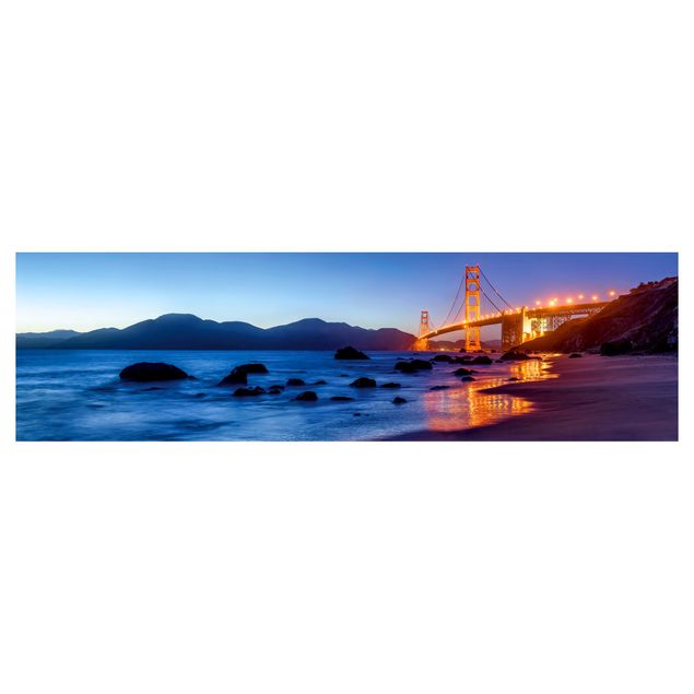 Küchenrückwand Folie selbstklebend Skyline Golden Gate Bridge am Abend