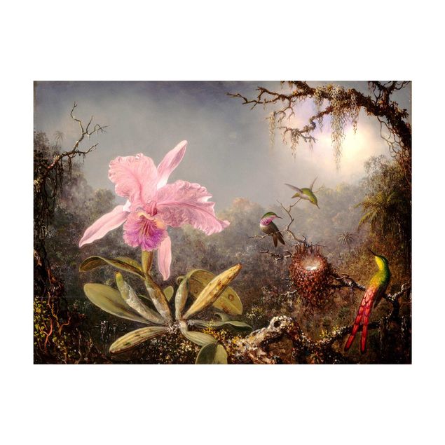 Deko Orchidee Martin Johnson Heade - Orchidee und drei Kolibris