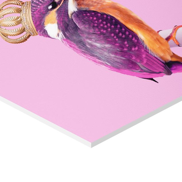 Wanddeko über Sofa Rosa Eisvogel mit Krone