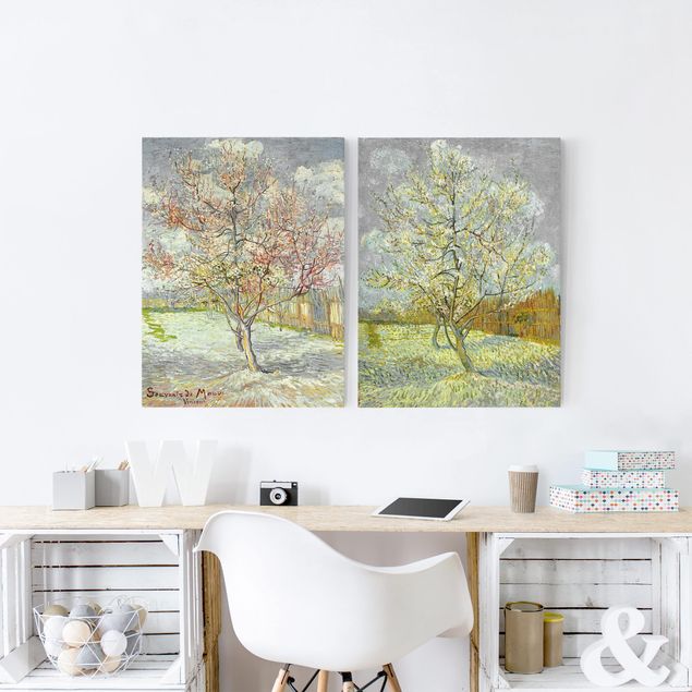 Bilder Impressionismus Vincent van Gogh - Blühende Pfirsichbäume im Garten