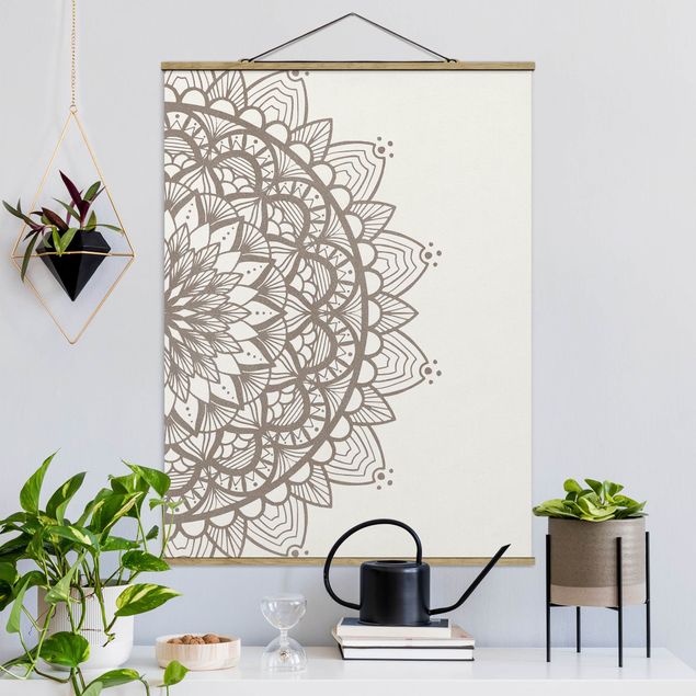 Wanddeko Wohnzimmer Mandala Illustration shabby beige weiß