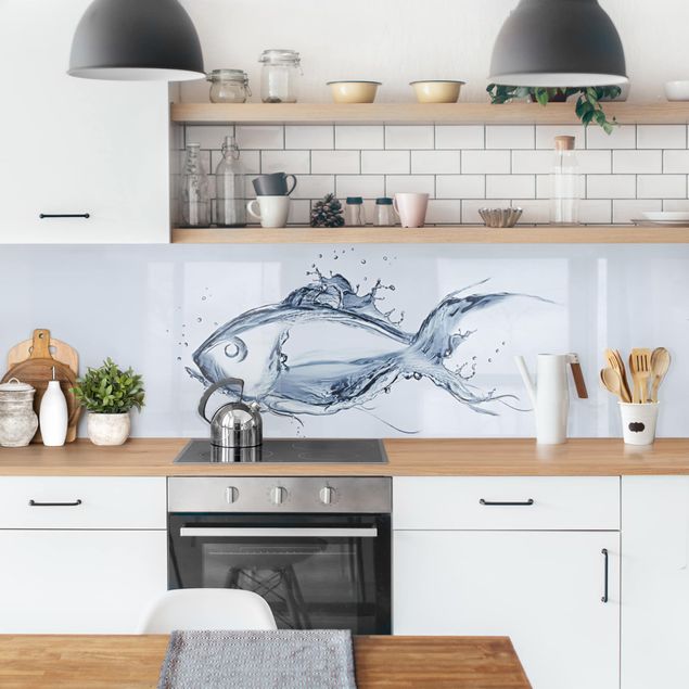 Wanddeko Küche Liquid Silver Fish II