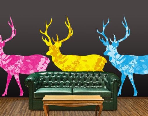 Wanddeko Schlafzimmer No.408 Three Decostyle Deers Set CMYK