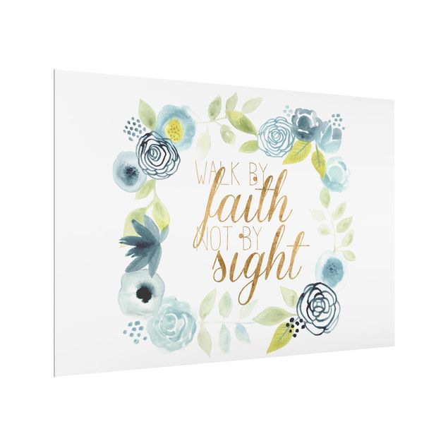 Wanddeko Spirituell Blumenkranz mit Spruch - Faith
