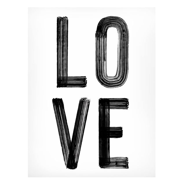 Wanddeko Esszimmer Love Typo in Schwarz